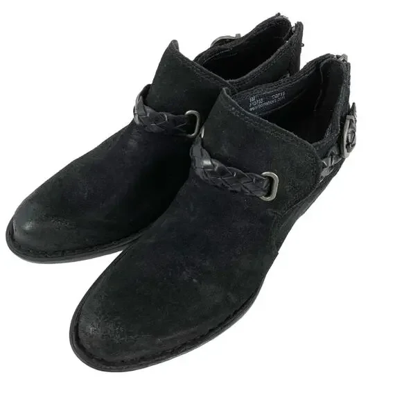 Born Nolina Leather Suede Ankle Boots Black Women’s Size 6M - Picture 4 of 10